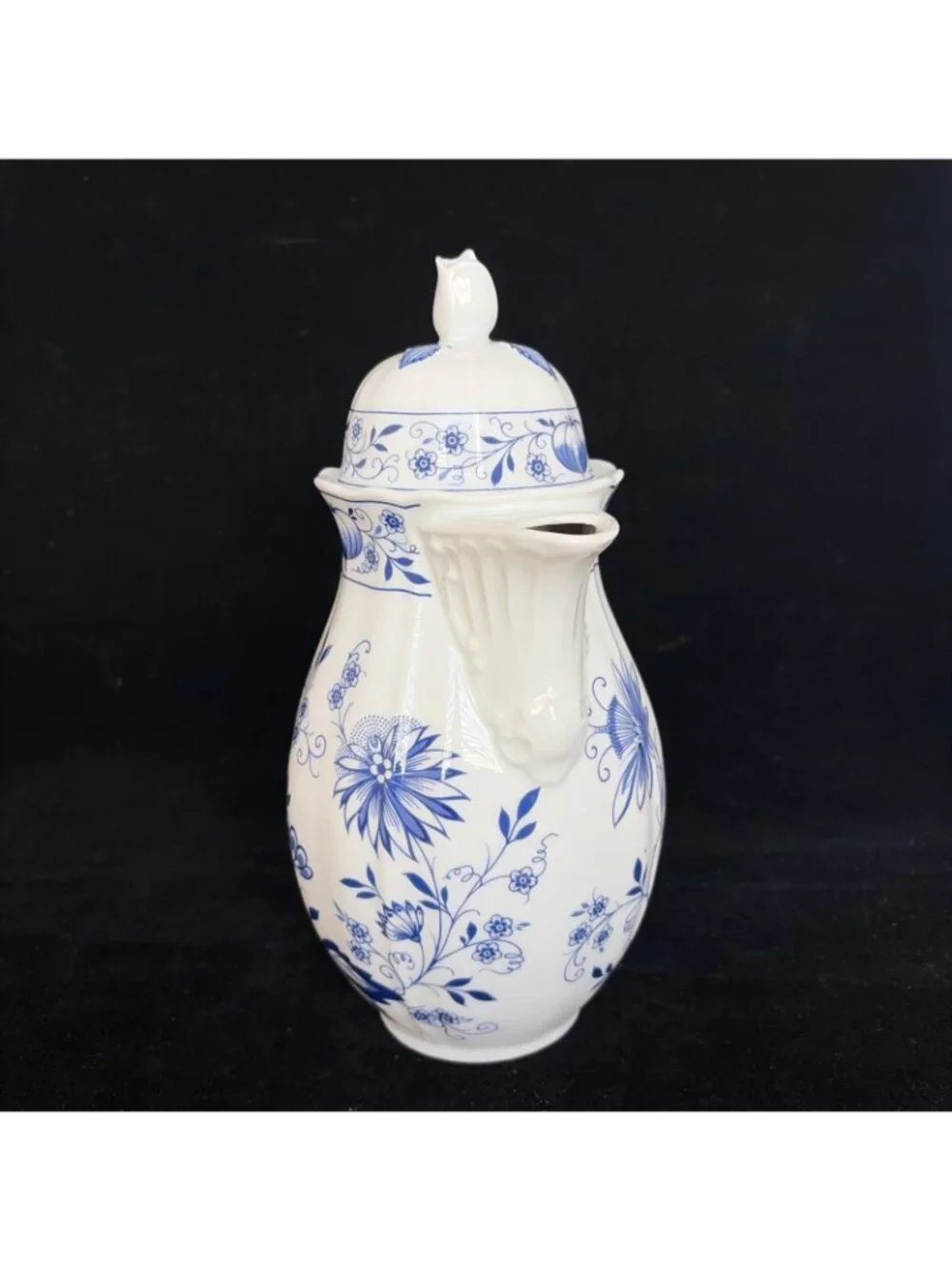 Vintage Retsch Bavaria Germany Blue Onion Porcelain Tea Coffee Pot Lid 9.5in